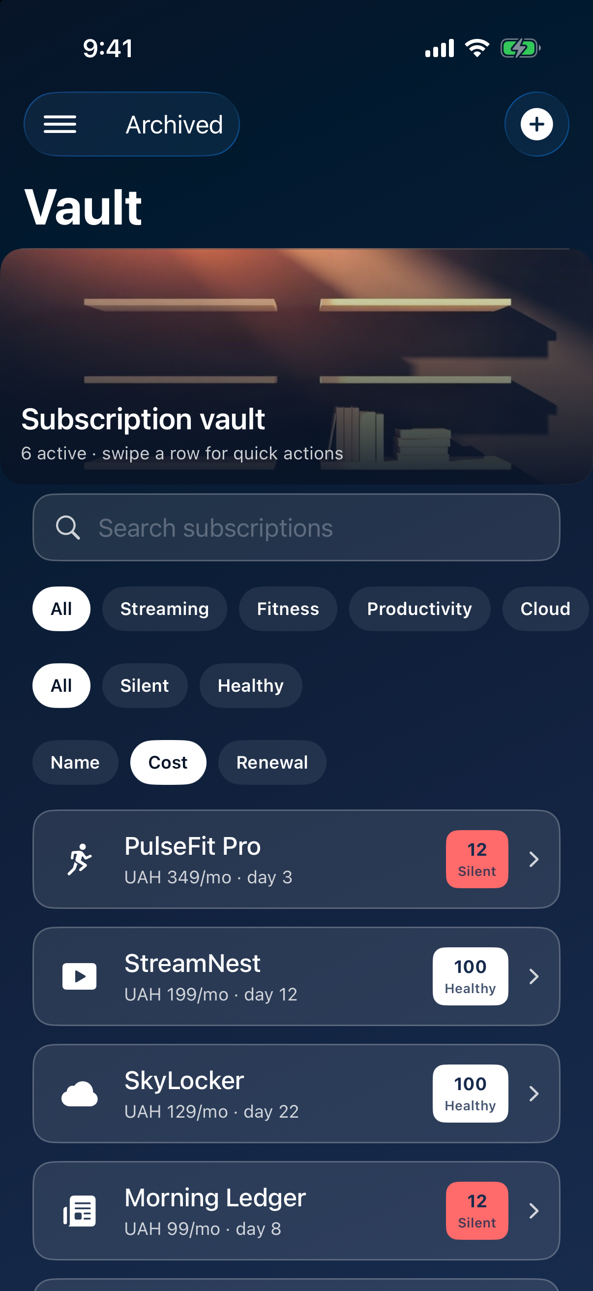 Subscription vault list